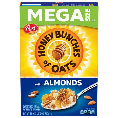 Honey Bunches of Oats with Almonds Almond Breakfast Cereal, Family Size 28 oz Box