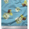 thumbnail image 1 of Soimoi Blue polyester Crepe Fabric Watercolor Flower & Check Print Fabric by Yard 52 Inch Wide, 1 of 3