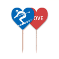 thumbnail image 1 of Blue Skiing Winter Sport Outline Toothpick Flag LOVE Heart Lable Cupcake Pick, 1 of 4