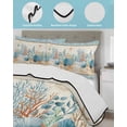 thumbnail image 3 of Quilt King Size Bedding Set, Starfish Coastal Blue Reversible Summer Quilt 3 Pieces, Summer Ocean Coral Conch Vintage Lightweight Bedspreads Coverlets with 2 Pillow Shams for All Seasons, 3 of 5