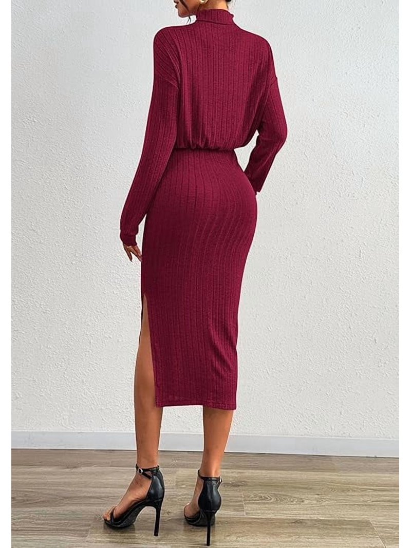 knee length dresses for ladies Wool Turtleneck dress  amente