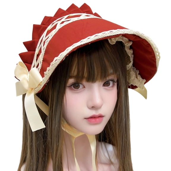 Elegant Lace Trim Hat Costume Headwear Multipurpose Bonnet Hat for Women Teens Cosplay Event Phtography Essential