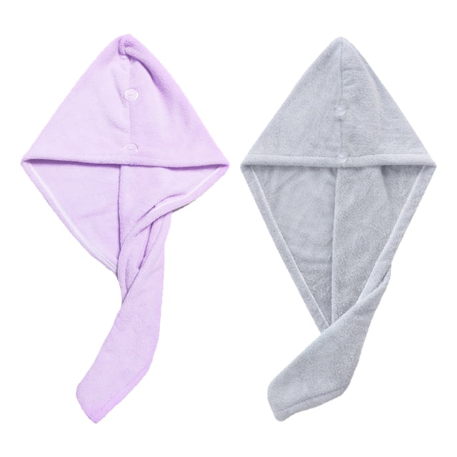 Toalla de microfibra para el cabello, juego de 2 turbantes de pelo súper absorbentes de secado rápido para cabello largo y rizado