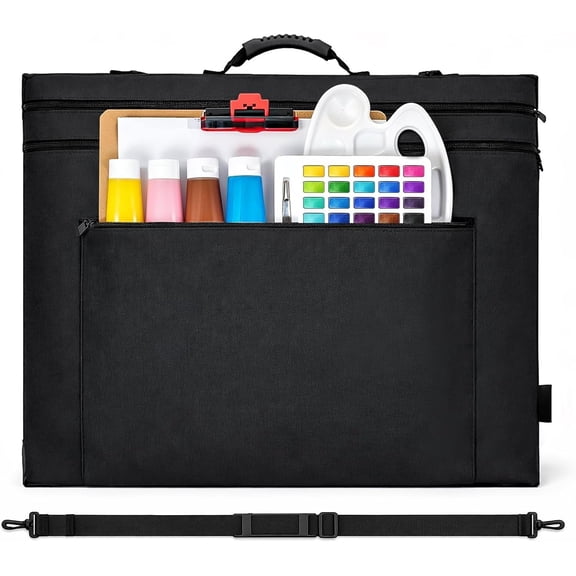 18x24 Art Portfolio Tote Bag - Large Carrying Storage Case with Handle & Adjustable Strap, Portfolio Folder for Artwork, Posters, Canvas, Drawing Boards