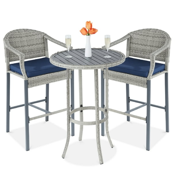 Best Choice Products 3Piece Outdoor Wicker Patio Bar Table Bistro Set