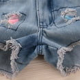 thumbnail image 6 of Mercatoo Toddler Baby Girls Outfits Straped Ruffled Off Shoulder Crop Tops + Ripped Denim Shorts Summer Clothes Set, 6 of 9
