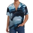 thumbnail image 3 of Honeii 's Blue Thunder Storm Dragon for men's short-sleeved button-up collared shirt featuring a pocket, perfect for beach vacations, and travel adventures., 3 of 5