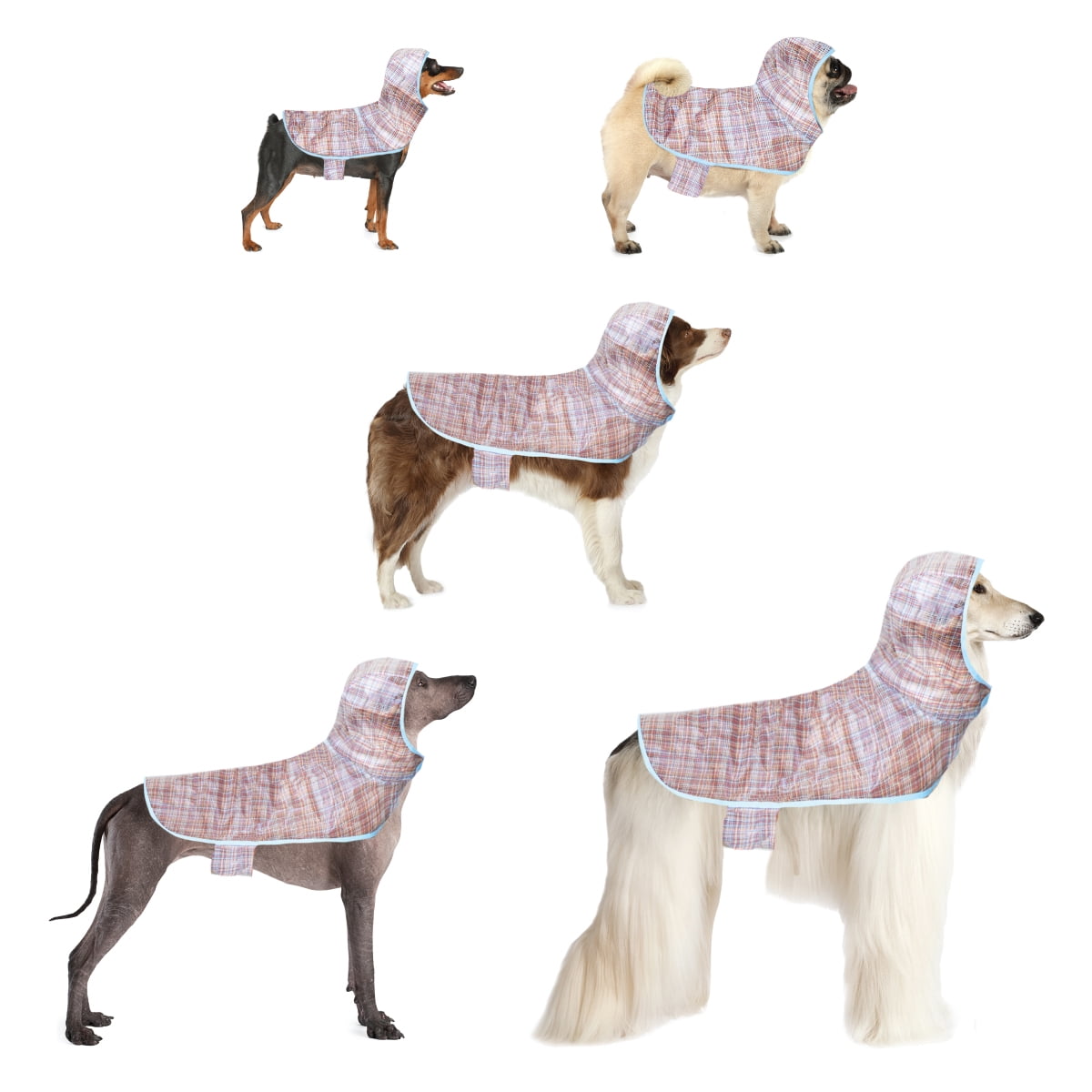 Packed Party Raincoat for Dogs, Grid, XL