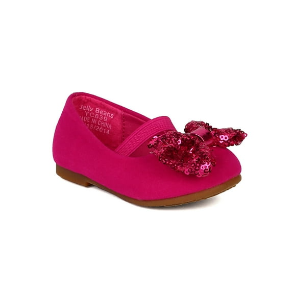 Jelly Beans Etana New Girl Suede Round Toe Sequined Bow Accent Ballet Flat