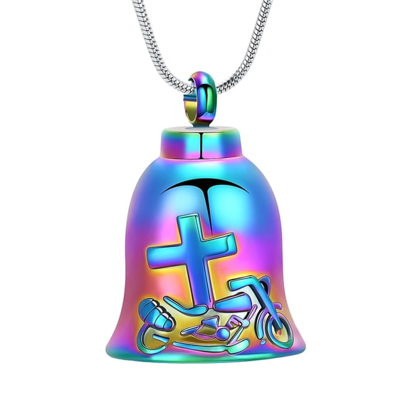 Bell Shape Urn Necklace for Ashes Motorcycle Cremation Keepsakes Memorial Locket Urn Pendant Necklace for Human / Pet