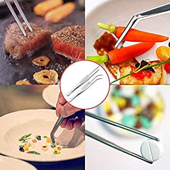 Gutsdoor Kitchen Tweezers Set 12 Inch Stainless Steel Tongs Tweezers Set of 2 with Precision Serrated Tips for Cooking and Medical 12 Inch Set