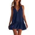 thumbnail image 2 of Pounoo Sundresses for Women Sleeveless V Neck Flowy Dress with Ruffle Hem Summer Parties Cool Breathable Casual Swing Dresses Gift, 2 of 7