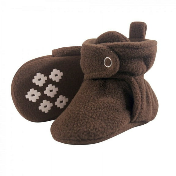 Little Treasure Baby and Toddler Cozy Fleece Booties, Brown, 0-6 Months