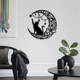 thumbnail image 3 of Decoración de pared de metal con diseño de luna y gatos negros, escultura de rosa hueca negra, arte de pared de hierro, decoración colgante, decoración rústica de pared de metal con gatos, 3 of 6
