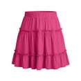 thumbnail image 4 of Tdoqot Girls Ruffle Skirts- Elastic Waist A-line Cute Casual A-Line Uniform Mini Skirt Hot Pink Size 5-14, 4 of 6
