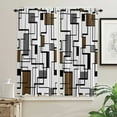 thumbnail image 3 of Geometric Blocks Modern Art Brown Curtain Home Decoration Living Room Short Curtains Window Treatments For Kitchen Bedroom, 3 of 6