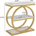 thumbnail image 3 of Tribesigns Table d'Appoint à 3 Niveaux (Ensemble de 2) avec Étagères de Rangement, Table d'Appoint pour Salon, Chambre, Blanc et Or, 3 of 9