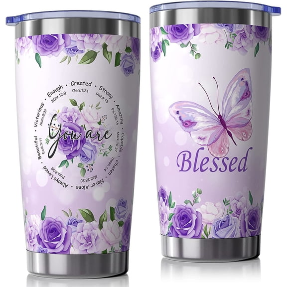 Christian Gifts for Women, Inspirational Gifts Purple Butterfly Gifts Religious Gifts for Women, Birthday Gifts for Women, Mom, Best Friend,Aunt, Sister- Christmas Gifts For Women Tumbler Gifts Idea