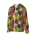 thumbnail image 3 of Goofa Begetable Printed Women's UPF 50+ Sun Protection Hoodie Jacket Lightweight Long Sleeve Sun Shirt for Women with Pocket Hiking Outdoor-Small, 3 of 9