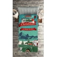 thumbnail image 2 of Ambesonne Christmas Quilted Coverlet 2 Pcs, Santa in Classic Car, Twin Size, Teal Red, 2 of 2
