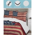 thumbnail image 4 of Quilts Twin Size, Vintage American Flag Soft Comforter Bedding Set for Bed, Retro Red Blue Flag Lightweight Quilted Bedspread with Pillow Cover(2 Pieces) for All Season, 68x86 Inch, 4 of 6
