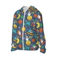 thumbnail image 2 of Daiia Cartoon Space UPF 50+ Sun Protection Hoodie Jacket Lightweight Long Sleeve Sun Shirt for Women Men with Pocket Hiking Outdoor-Small, 2 of 9