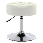 Duhome Modern PU Leather Makeup Stool Round Ottoman Backless for Bedroom Entryway White