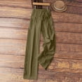 thumbnail image 5 of Womens Linen Pants Wide Leg Drawstring Waist Cotton Linen Pants Summer Casual Loose Fit Trousers with Pockets Army Green S, 5 of 6