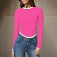 thumbnail image 2 of ZyeKqe Womens Long Sleeve Shirts Crewneck Going out Tops Stretchy Slim Fitted Basic Tees, 2 of 4