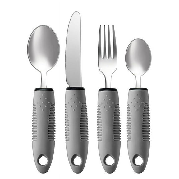 Adaptive Utensils Set, 4pcs for Hand Tremors,Elderly, Arthritis,Parkinsons-Built Up