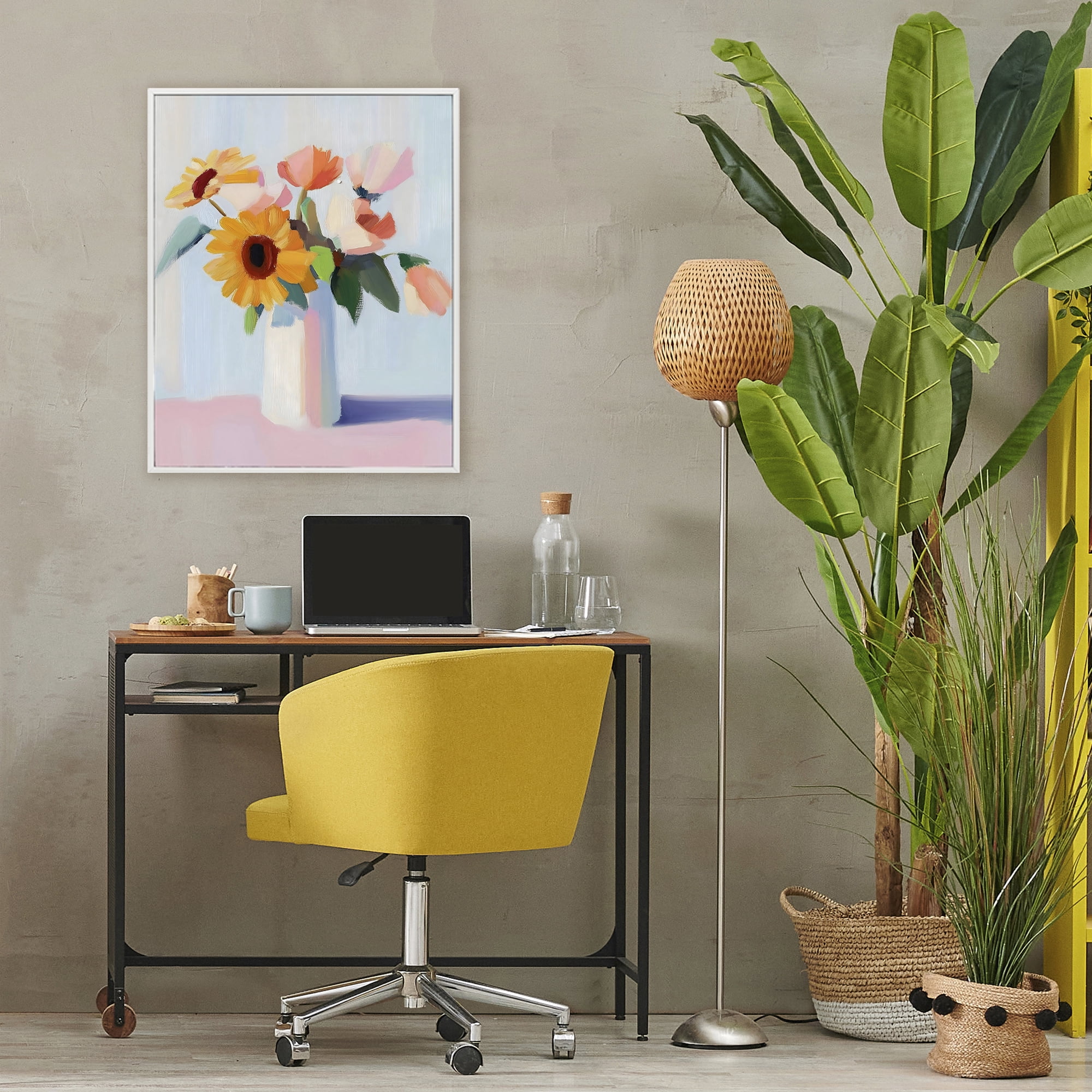 Stupell Industries Sleek Vase Bouquet White Framed Giclee Art, design by The Prints Vibe