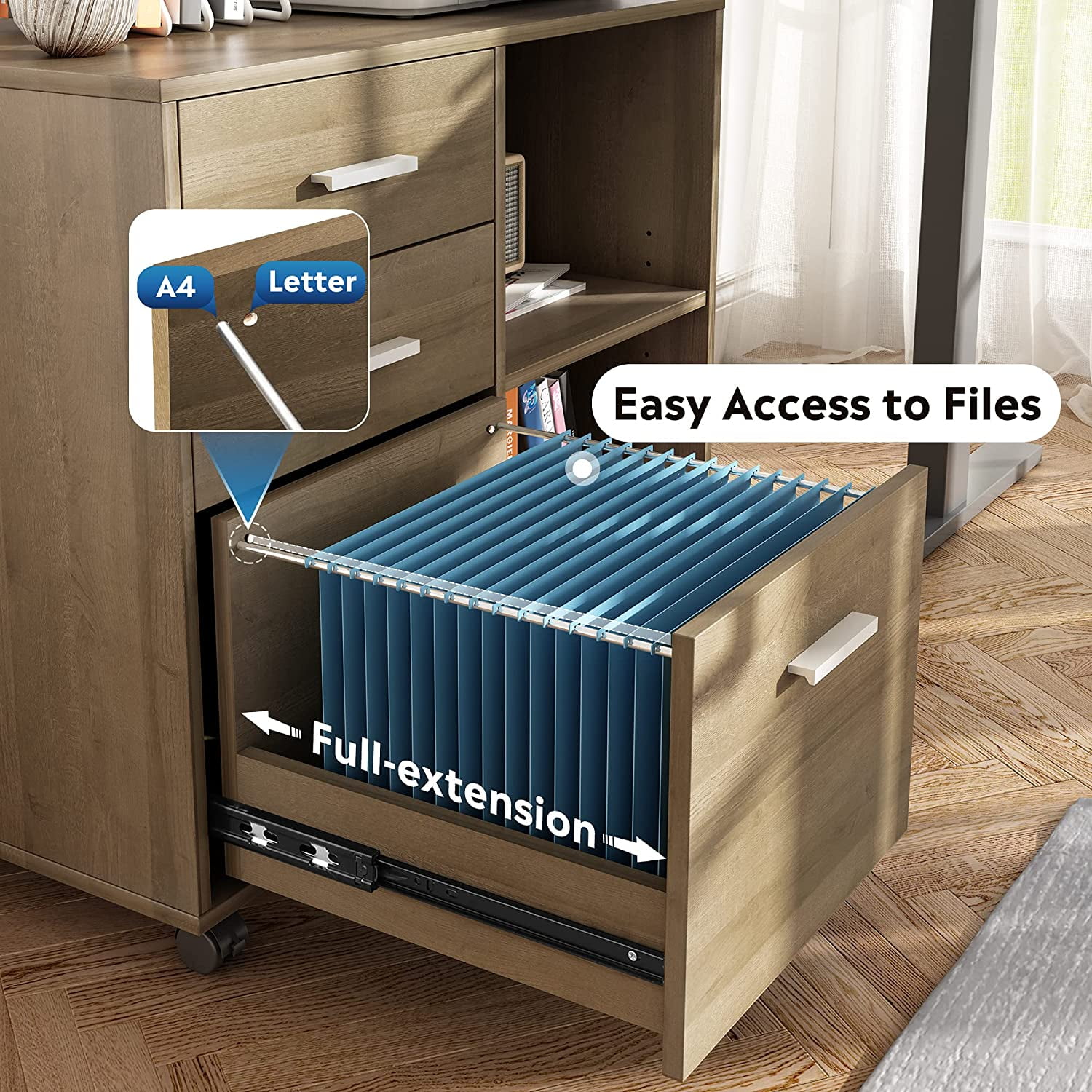 DEVAISE 2-Drawer Wood Filing Cabinet Dark Oak Letter Size/A4 