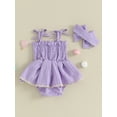 thumbnail image 5 of Yunliwuli Baby Girl 2Pcs Summer Outfits Sleeveless Bow Front Smocked Romper Dress with Headband Set Infant Clothes, 5 of 9