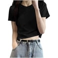 thumbnail image 2 of NuoCaiYun Summer Women Tops Casual, Summer Women's Casual Printing Round Neck Short Sleeve Short Style T-Shirt Tops, 2 of 6