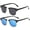 Black+blue, variant on 2 pack Unisex polarized sunglasses, semi-rimless vintage style, with carrying case-USA