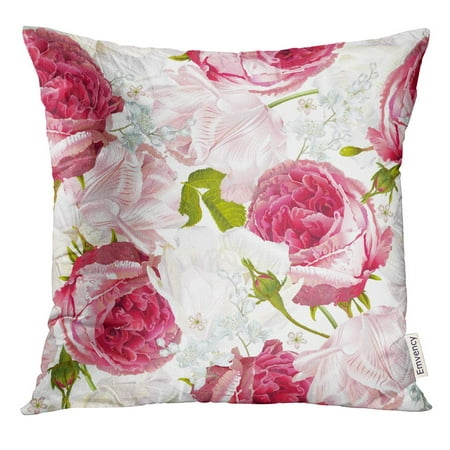 STOAG Pink Floral with Garden Roses and Tulip Flowers on White Romantic Design for Cosmetics Perfume Best Throw Pillowcase Cushion Case Cover 16x16 (Best Floral Design School)
