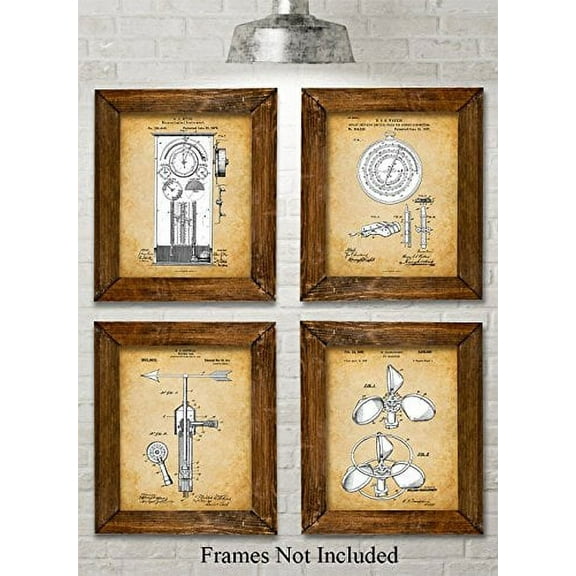 Meteorology Patent Prints - Set of Four Photos (8x10) Unframed - Great Gift for Meteorologists and People that Love Weather