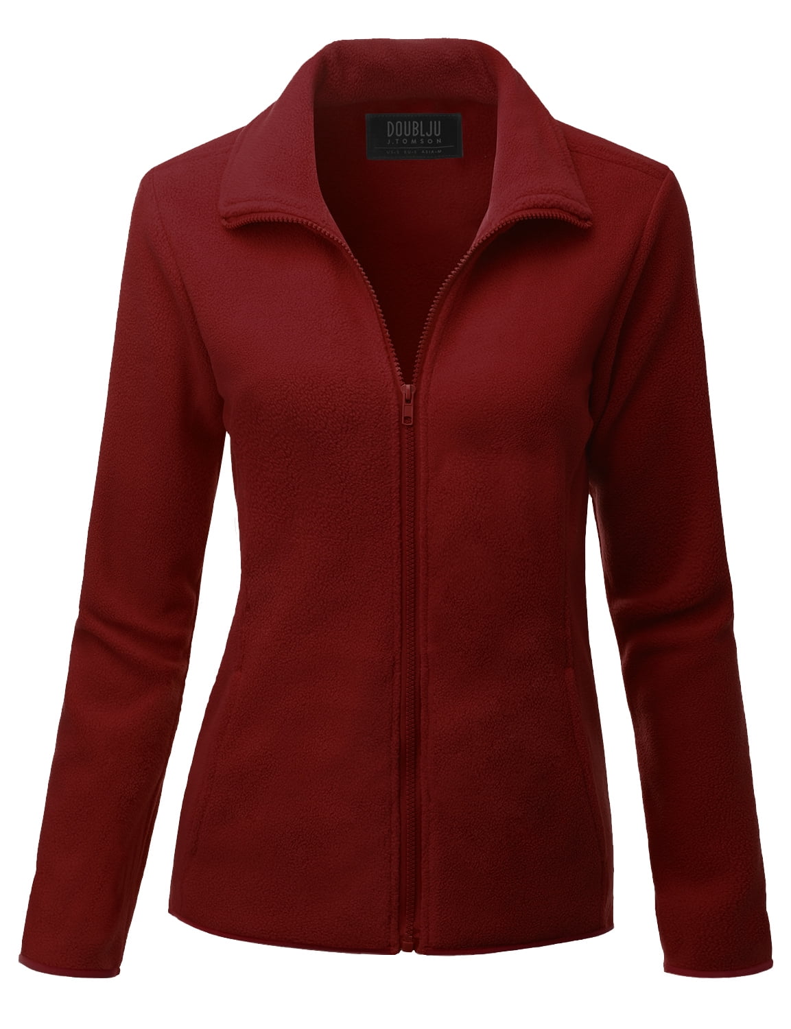 Doublju Women's Full Zip Up Fleece Jacket With Pockets (Plus Size