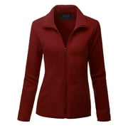 Doublju Women's Full Zip Up Fleece Jacket With Pockets (Plus Size Available)