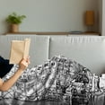 thumbnail image 3 of Sketchy Soft Flannel Fleece Throw Blanket, Illustration of Street with Signs in Chinatown Bangkok Historicalrt, Cozy Plush for Indoor and Outdoor Use, 50" x 70", Black White, by Ambesonne, 3 of 5