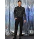 thumbnail image 3 of Camisa de lentejuelas para hombre, manga larga, con botones, para fiesta de graduación, camisas de satén Negro XL Unique Bargains Camisa, 3 of 6