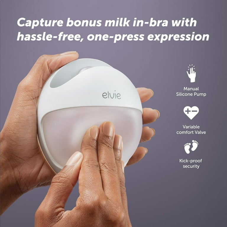 Elvie curve シリコン手動、ハンズフリー搾乳機 elvie Curve Manual Wearable Breast Pump, Portable Silicone
