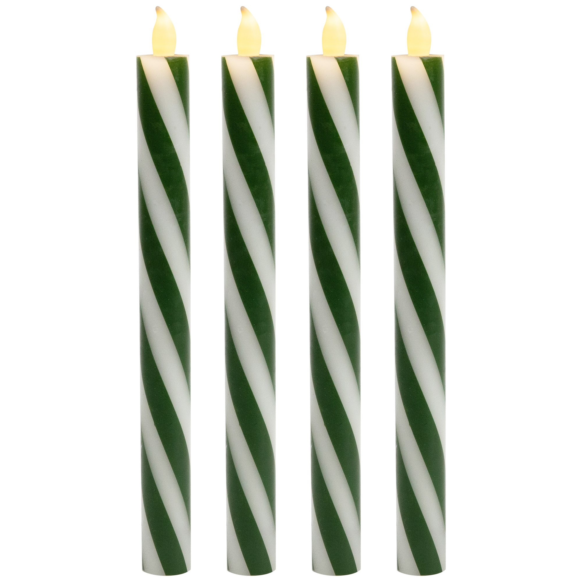 Northlight Candy Cane Striped Flickering Tapered Flameless Christmas Candles - 9.5" - Green and