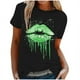 thumbnail image 2 of ICHUANYI Clearance Women's Fashion Printed Round Neck Short Sleeve T-shirt Blouse Loose Tops(Green, M) ICHUANYI WER2023080913926, 2 of 5