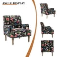 thumbnail image 5 of Accent Chair Upholstered Armchair Single Sofa Couch Lounge Seat Wooden Legs Nailhead Trim Bedroom Living Room Office Floral Black, 5 of 10