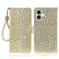 thumbnail image 1 of For iPhone 17 Case PU Leather Wallet Card Slots Glitter Phone Cover - Silver, 1 of 5