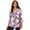 Berry Pink Outline Floral, variant on Women's Plus Size Georgette Button Down Tie Sleeve Cafe Blouse