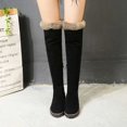 thumbnail image 3 of SACFOF Women's Winter Over The Knee Boots Fur Lined Thigh High Low Heel Faux Suede Combat Boots Riding Winter Snow Boots, 3 of 6