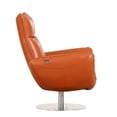 thumbnail image 4 of Modern Lounge Chair In Leather - 22" Orange Kiln-dried Hardwood 3-layer Foam Cushioning Stainless Steel Base Solid Wood Frame Seat With Reinforced Corners High Cushion, 4 of 5