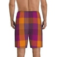 thumbnail image 2 of Balery Purple Yellow Buffalo Plaid Men's Cotton Knit Pajama Shorts Waistband & Pockets,Short Pajama Pants-X-Large, 2 of 8